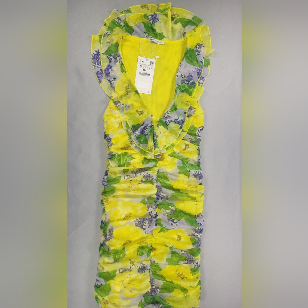 Zara Yellow Floral Mini Dress - Picture 2 of 7